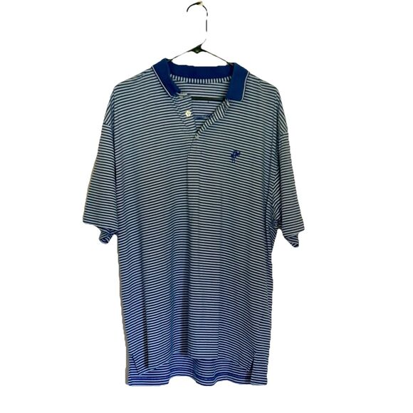 Ashworth Men’s Polyester Short Sleeve Golf Polo Shirt Blue White Stripe Size XL - Picture 1 of 9